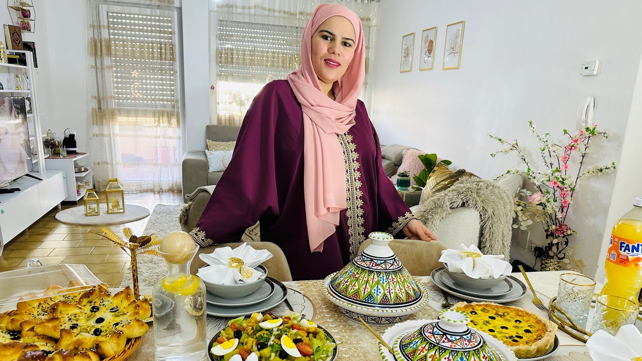 طاولة رمضان 5🌙دويدة بالكلامار المحشي-شربة بالمول-تارت بغلال البحر-سلاطة كريفات-خبز بالزيتون-جواجم🌙