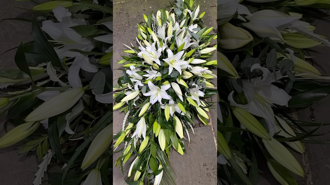 Creating a classic white lily funeral spray 