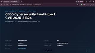 CS50 Cybersecurity Final Project: CVE-2025-31324 (SAP NetWeaver RCE Analysis)