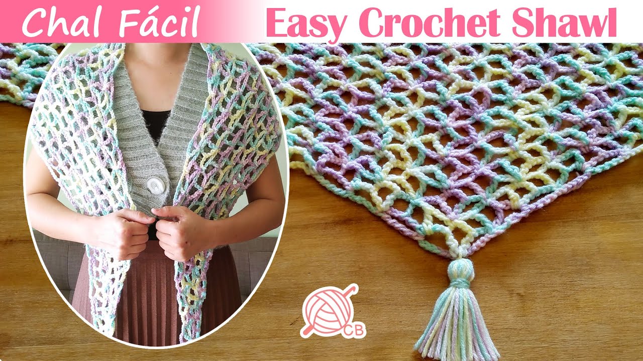 [ENG Sub] EASY TRIANGLE CROCHET SHAWL FOR BEGINNERS - Chal Fácil Punto Estrella