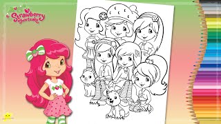 Coloring Strawberry Shortcake And Friends With Custard And Pupcake