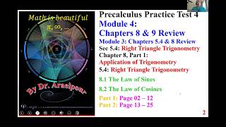 2025 Fall PreCalc Module 4 Chapter 8 Part 1 Application of Trigonometry & 5.4