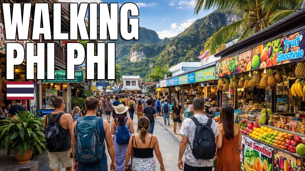 Phi Phi Island Walking Tour 🇹🇭 4K | Paradise Beaches, Viewpoints & Vibrant Streets – Krabi Thailand