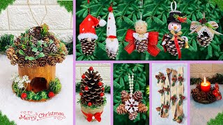 DIY 10 Christmas Decoration ideas with pine cone (Part 1) |Best out of waste Christmas craft idea?92