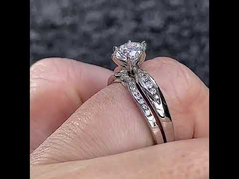 Round Brilliant Lab Grown Diamond Petite Tapered Engagement Ring , 0.13ct ring video