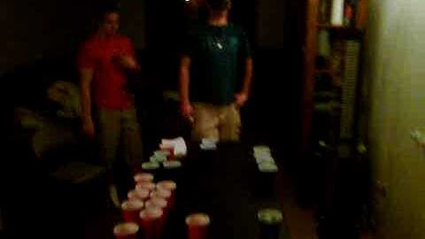 Blindfold beer pong shot