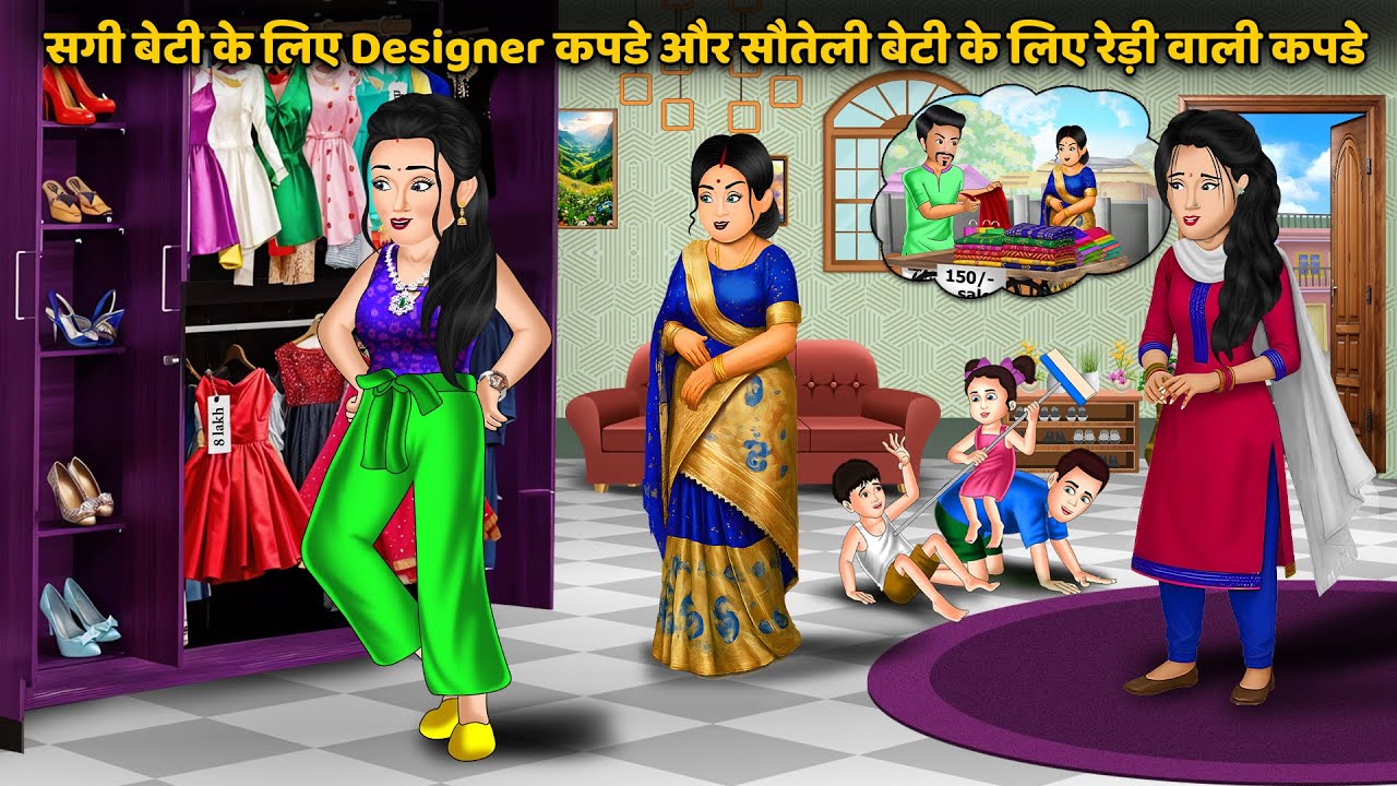 सगी बेटी के लिए Designer कपडे और सौतेली बेटी के लिए रेड़ी वाली कपडे | Saas Bahu Stories in Hindi