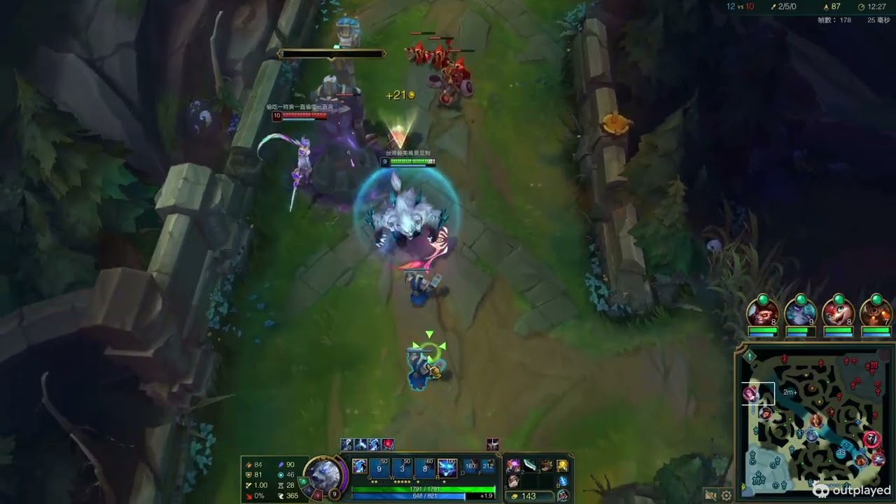 狗熊 5A級連招  平A穿插普攻 前期2/8/0 後期五連殺