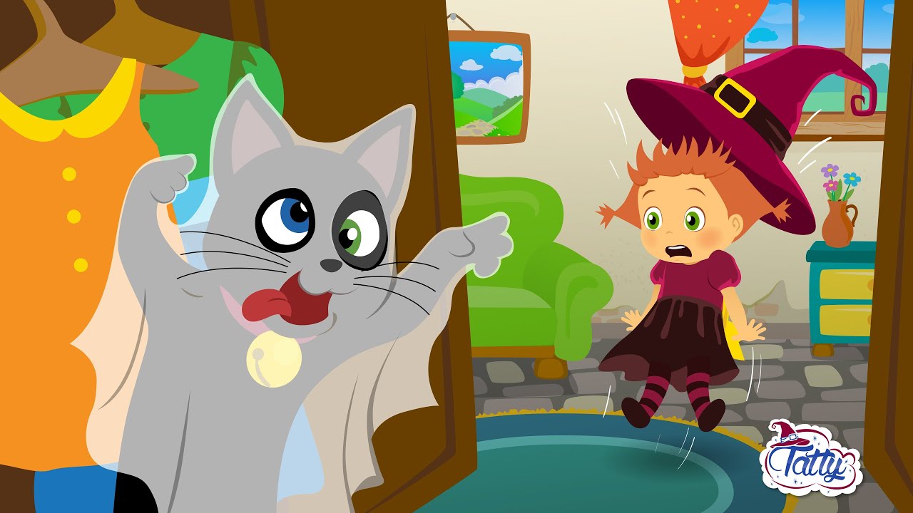 Мисифу плаши Татти с костюм на призрак 👻 Забавни песни и анимационни филми за деца