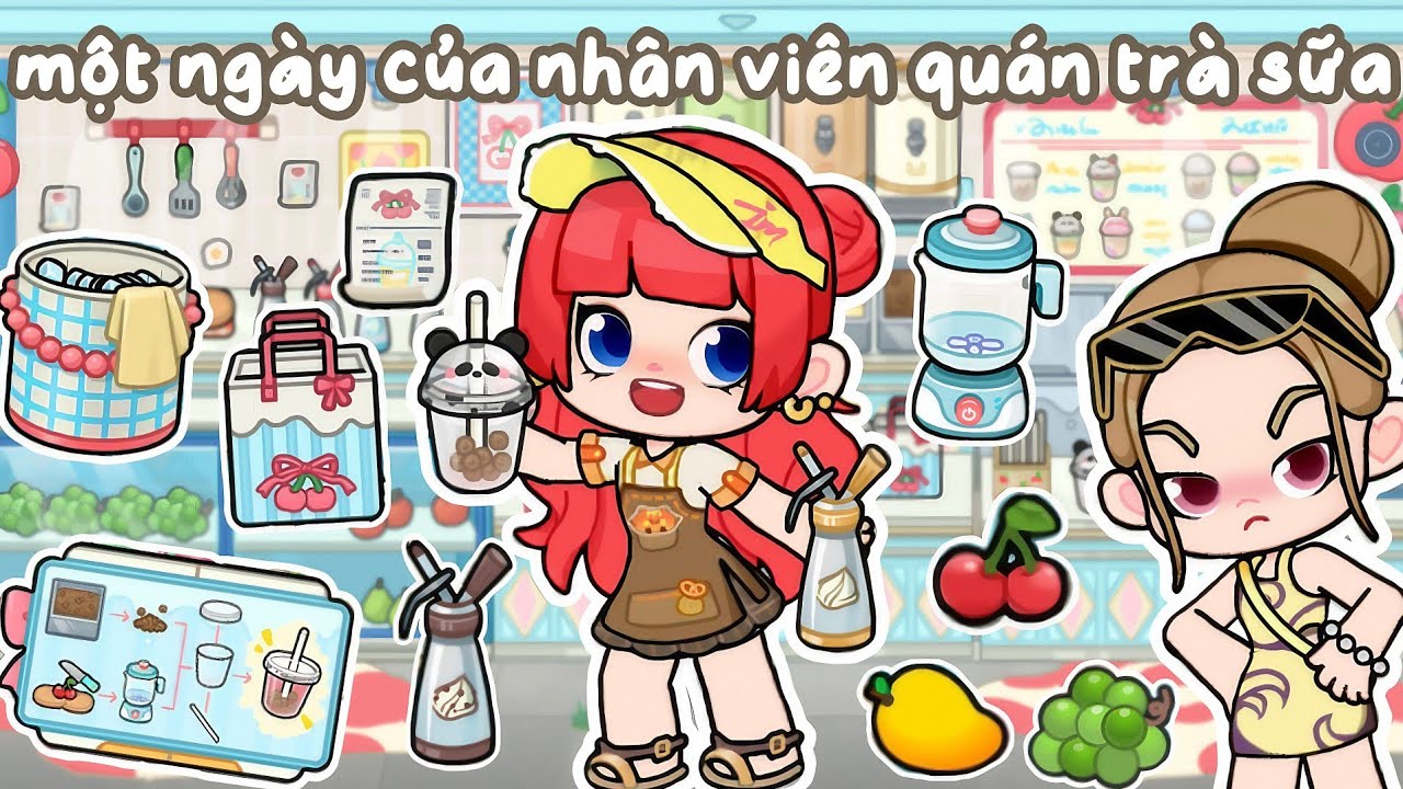 Một Ngày Làm NHÂN VIÊN QUÁN TRÀ SỮA trong GAME WORLD có gì thú vị 🧋🍒🫧 | Bơ Channel