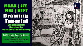 Emphasizing Subject in Perspective Drawing - Bus Stand View | NATA & JEE | Drawing Tutorial