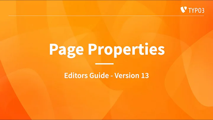 Page Properties - TYPO3 Editors Guide v13