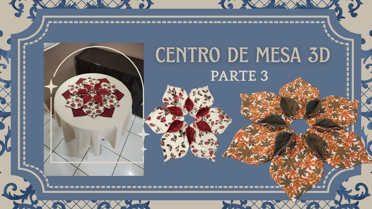 Centro de mesa redondo  3 D formato de Flor -3D patchwork round tablecloth 