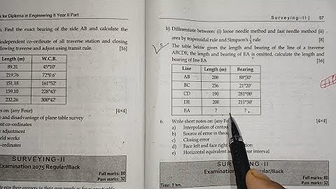 Survey-II 4Th Sem Diploma in civil emgineering Traverse numerical 2080 reg/back