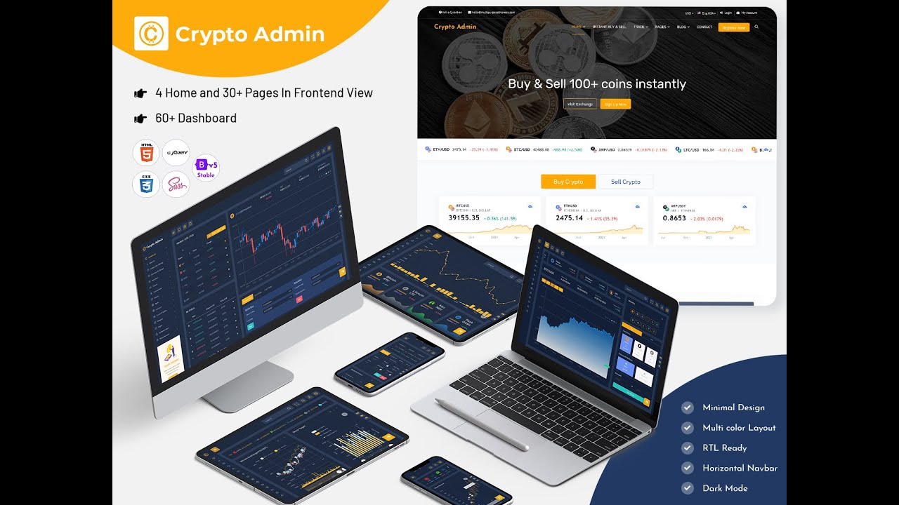 Crypto Dashboard Bootstrap Admin Template with Dark Theme