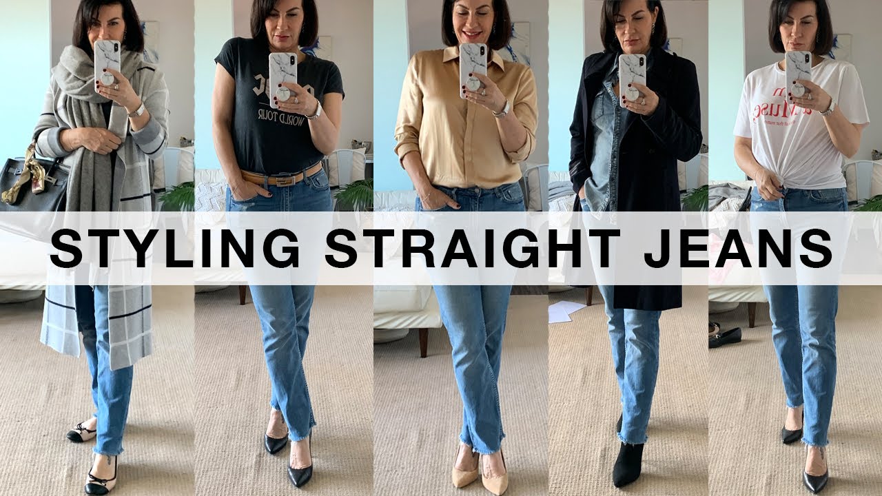 HOW TO STYLE STRAIGHT LEG JEANS I 15 Outfits Lookbook Inspiration - YouTube