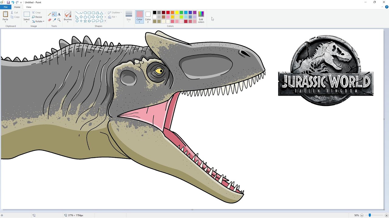 Speed Drawing Allosaurus from Jurassic World: Fallen Kingdom using MS ...