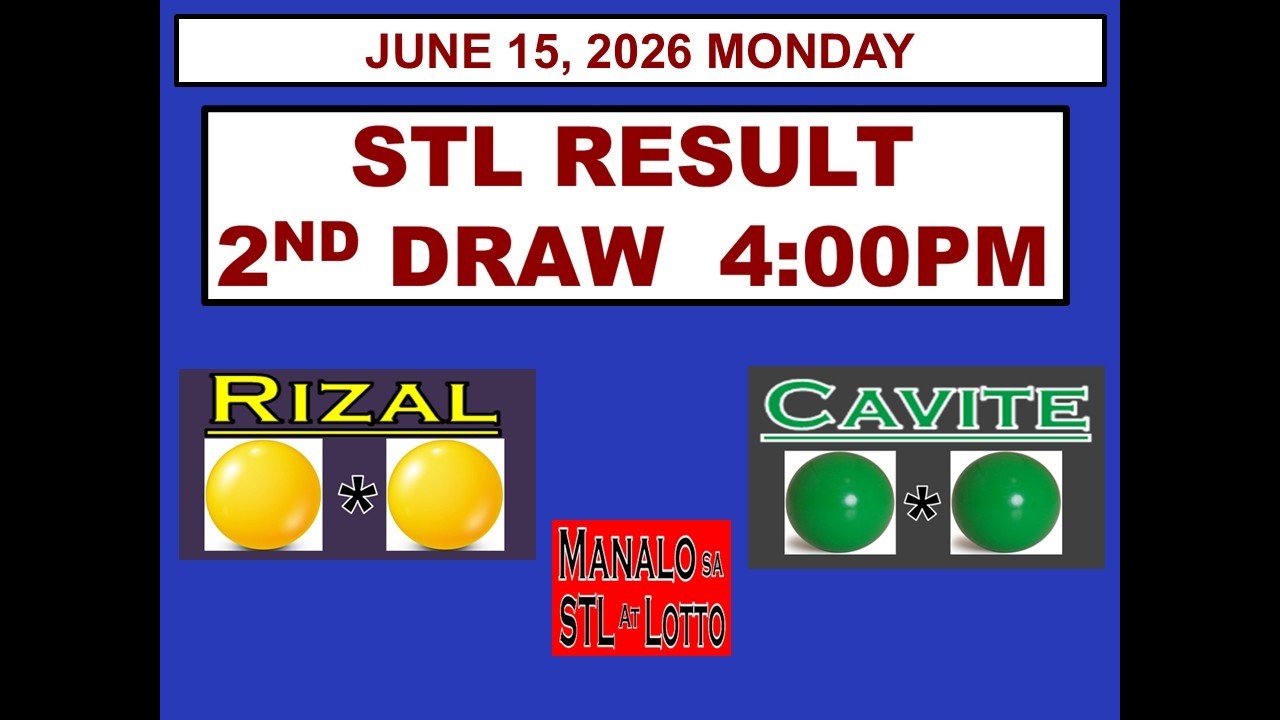 STL 2nd Draw 4pm Result STL Rizal STL Cavite JUNE 15 2026 MONDAY - YouTube