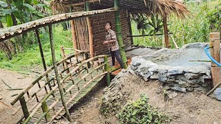 Building a Bamboo Bridge to Connect the Houses at My Solo Shelter in the Wilderness