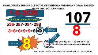 THAI LOTTERY 3UP SINGLE TOTAL OF TANDOLA FORMULA 7 DRAW PASSED"THAI LOTTO MASTER" 1-6-2026