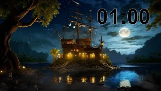 1 Minute Timer | Moon & Shooting Stars 🌠