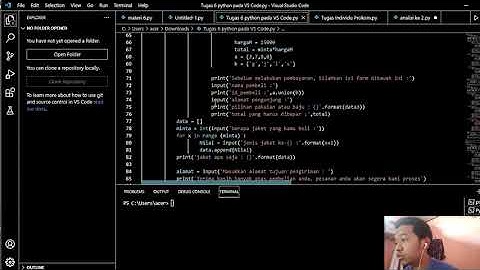 Pemrograman komputer dengan Python pada VS Code dengan tipe data String dan Tipe data Tuple