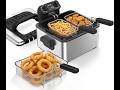 OSTBA Electric Deep Fryer with 3 Baskets, 1700W Stainless Steel Oil Fryer, 4.75QT Countertop