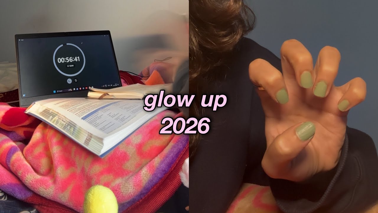 GLOW UP 🌟🎧 transformation for 2026: nails, skincare, studying 