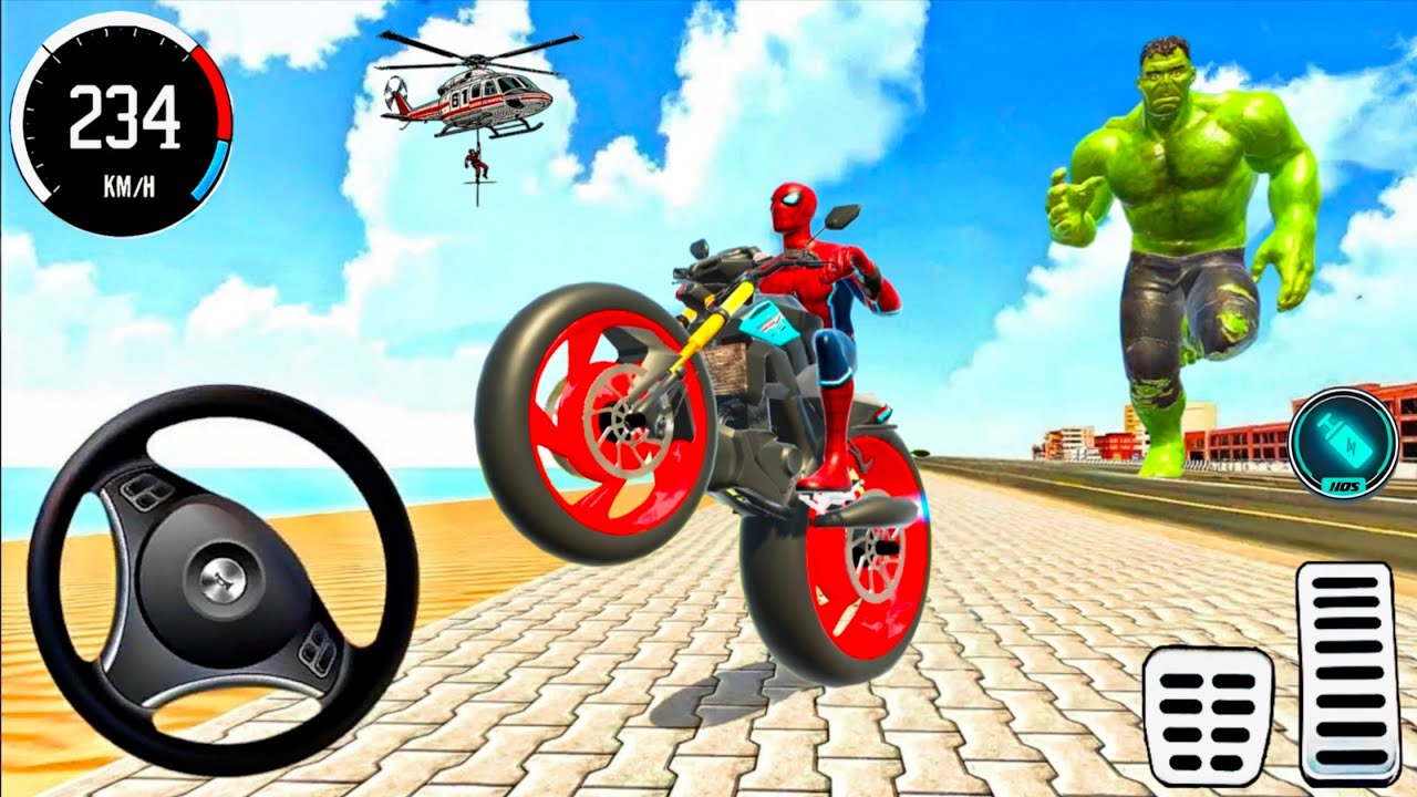 🦚 Indian Thift Auto🔥The Biggest Spiderman & Hulk 3D Game- Lot's of Police Car 🌟 Monster Car & Bike 