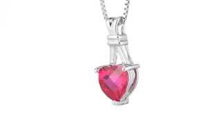 Sterling Silver Heart Shape Cut Ruby Pendant Style SP8318 by Peora Jewelry