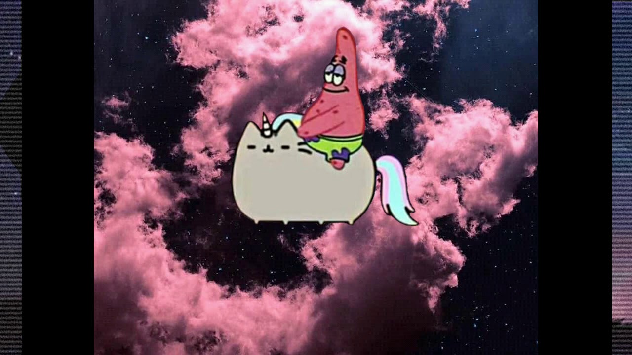 Patricio flotando con pouf death bed, sub español de fondo YouTube