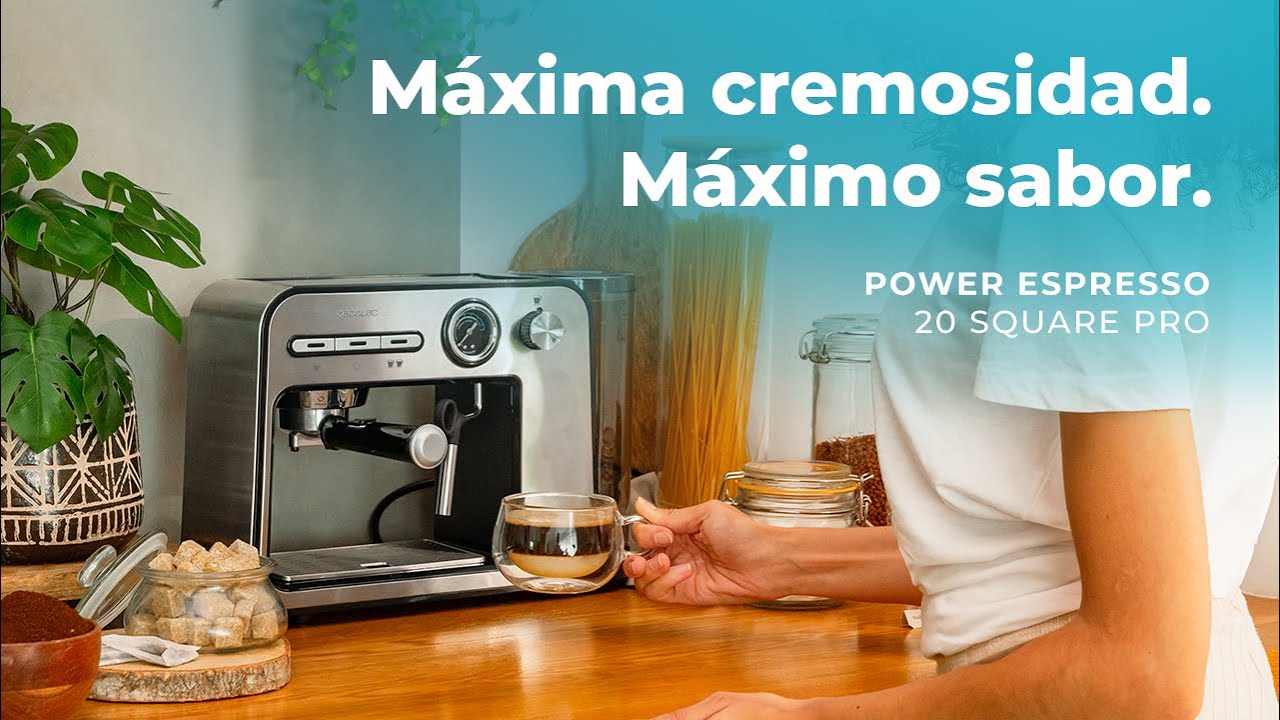 Cecotec Cafetera espresso Power Espresso 20 Square Pro, 1450 W, 20 bares,  ThermoBlock, Vaporizador, 2 tazas