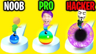 Can We Go NOOB vs PRO vs HACKER In STACK RIDER!? (ALL LEVELS!)