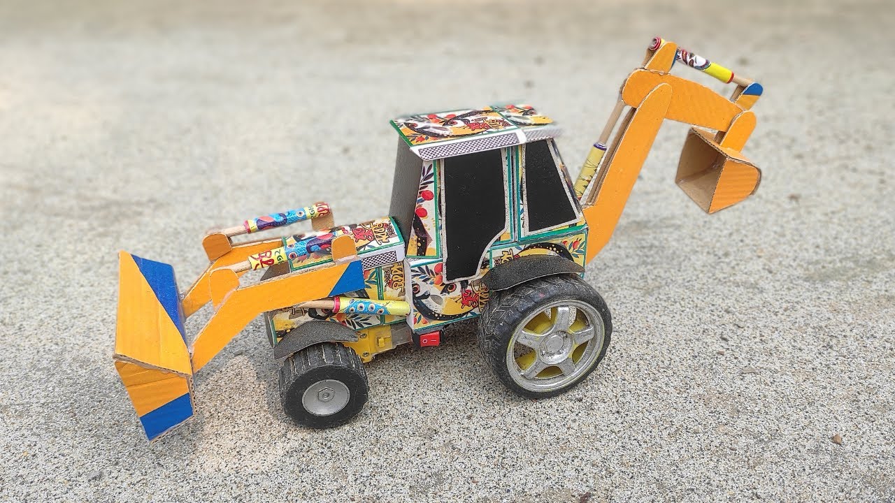 Как сделать экскаватор JCB дома из спичечных коробков | Экскаватор-погрузчик JCB своими руками | ...