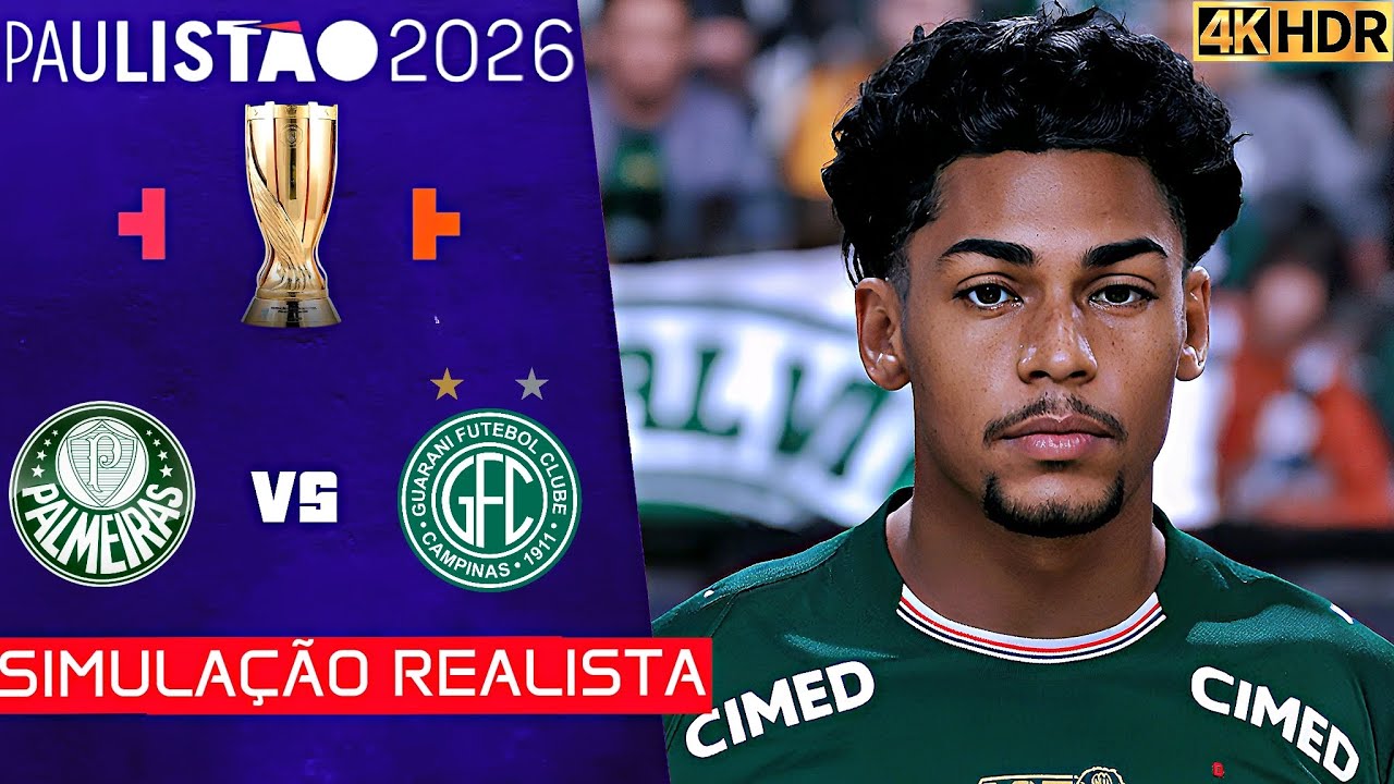 Palmeiras vs Guarani | Paulistão 2026 | Simulação 4K Ultra HD (60FPS) Pes 2021 Gogosz Patch.