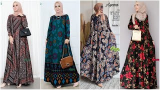 Model Gamis Motif Terbaru || Gamis lebaran 2021 || Calvin Jeans & Rayon Viscous