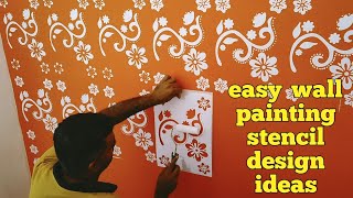 Wall Painting bedroom stencil design | Easy Stencil design ideas for living room screenshot 5