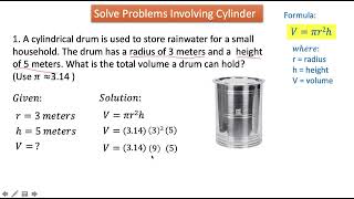Solve Problems Involving Cylinder