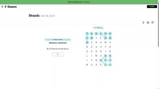AI Solve New York Times  Daily Strands Puzzle #786 4/28/2026 (ASMR)