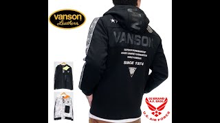 バンソン ロゴ刺繍 リフレクタープリントメッシュ使い ハイネック ダブルスムース パーカー nvsz-2101