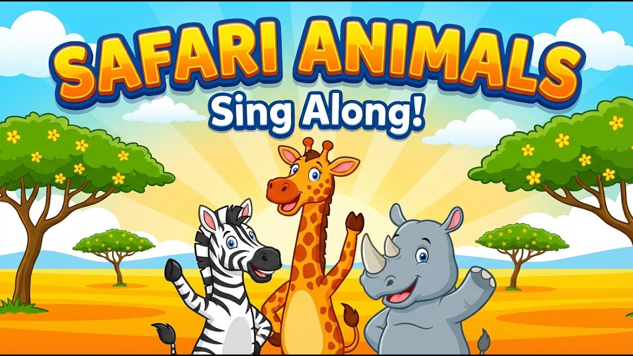 Safari Animals Song | Giraffe, Zebra, Rhino & More | Kids Learning Music
