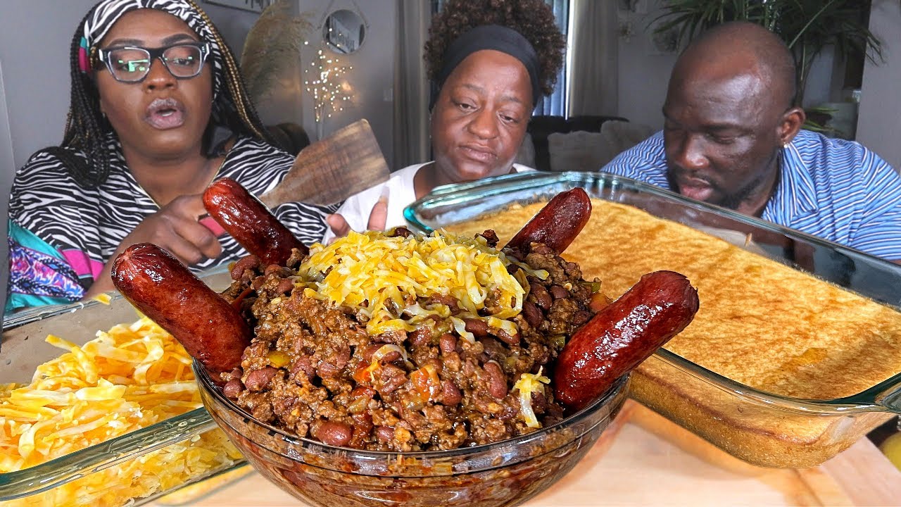 KANSAS CITY CHILI AND CORN BREAD| MUKBANG EATING SHOW!!