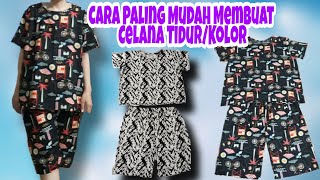 CARA MEMBUAT SETELAN CELANA KOLOR SIMPLE / Baju Tidur Terbaru/Cloth Set | Cara Menjahit | How to sew screenshot 2