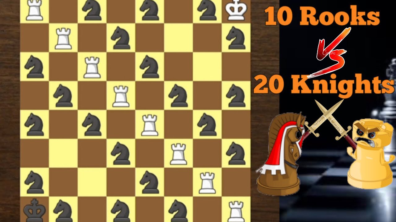 10 Rooks Vs 20 Knights Who win this incrediable match ? / Fairy Chess ...