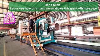 Large Diameter Double End Bevel Cutting Machine #OffshoreEngineering #HeavyIndustry #PipeCutting