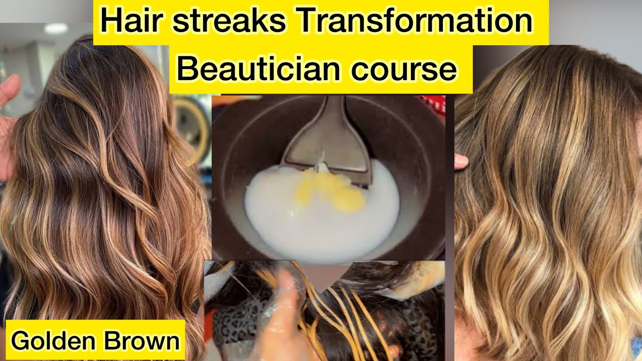 Golden Brown Streaks On Black Hair | Bremod Colour| Highlights | Parlour Jesi Streaking AT home