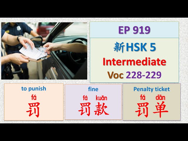 [EP 919] New HSK 5 Voc 228-229 (Intermediate): 罚、罚款、处罚|| 新汉语水平3.0中级词汇5 || Join My Daily Live