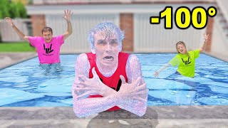 LAST TO LEAVE FROZEN ICE TUB WINS (Worlds Coldest Pool Challenge)