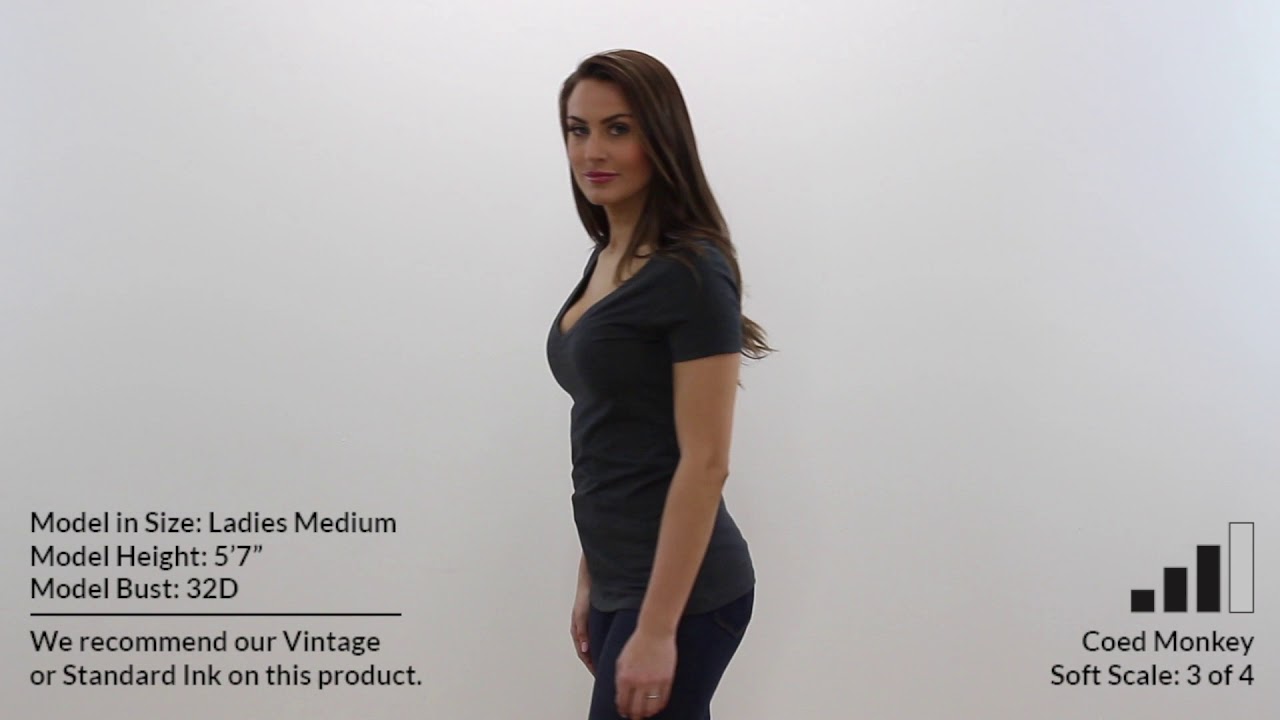 Custom NEXT LEVEL LADIES CVC DEEP V NECK T Shirt Style 6640 360° Product Video by Coed Monkey