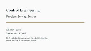 Control Engineering - NPTEL Problem Solving Session 7
